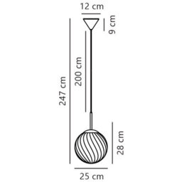 Nordlux Chisell Metal Pendant Light Swirl Glass Brass,mains - thumbnail 8