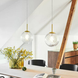 Nordlux Chisell Metal Pendant Light Swirl Glass Brass,mains - thumbnail 1