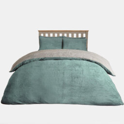OHS Reversible Teddy Duvet Cover With Pillowcase, Duck Egg/grey - Double - thumbnail 7