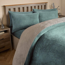 OHS Reversible Teddy Duvet Cover With Pillowcase, Duck Egg/grey - Double - thumbnail 3