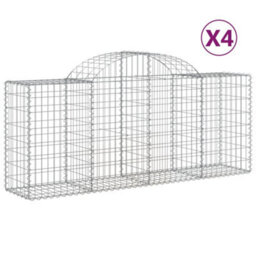 Berkfield Arched Gabion Baskets 4 Pcs 200X50X80/100 Cm Galvanised Iron - thumbnail 2