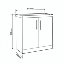 Balterley Bramshall Contemporary Bathroom Floor Standing 2-Door Vanity Unit & Mid-Edge Basin, Midnight Blue, 800mm - thumbnail 2