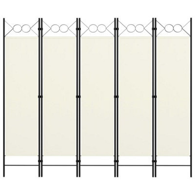 Berkfield 5-Panel Room Divider Cream White 200X180 Cm - image 1