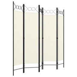 Berkfield 5-Panel Room Divider Cream White 200X180 Cm - thumbnail 3