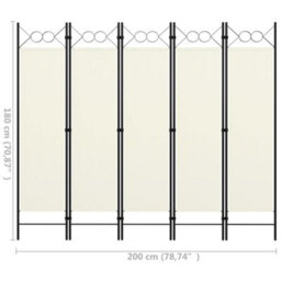 Berkfield 5-Panel Room Divider Cream White 200X180 Cm - thumbnail 6