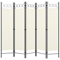 Berkfield 5-Panel Room Divider Cream White 200X180 Cm - thumbnail 2