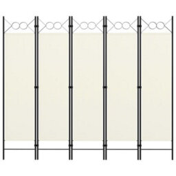 Berkfield 5-Panel Room Divider Cream White 200X180 Cm - thumbnail 1