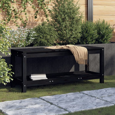 Walplus Garden Bench Black 108X35X45 Cm Solid Wood Pine - image 1