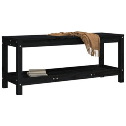 Walplus Garden Bench Black 108X35X45 Cm Solid Wood Pine - thumbnail 3