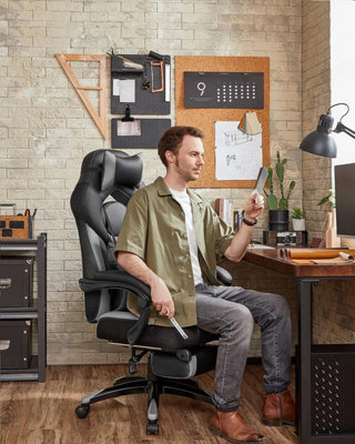 Songmics Gaming Chair, Office Racing Chair With Footrest, Ergonomic Design, Adjustable Headrest, Lumbar Support, 150 Kg Weight Capacity - image 1
