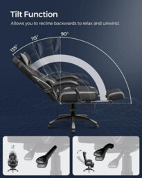 Songmics Gaming Chair, Office Racing Chair With Footrest, Ergonomic Design, Adjustable Headrest, Lumbar Support, 150 Kg Weight Capacity - thumbnail 4