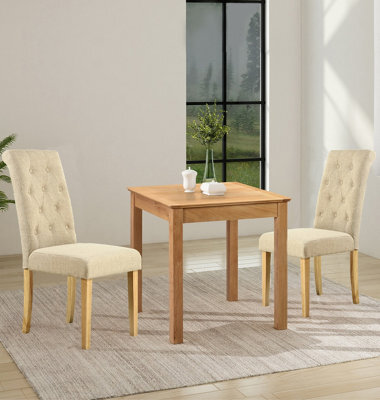 Hallowood Furniture Hereford Oak Small Dining Table With 2 Fabric Chairs - image 1