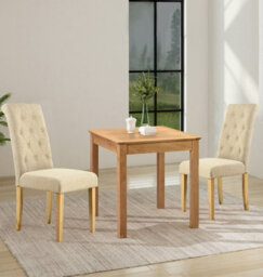 Hallowood Furniture Hereford Oak Small Dining Table With 2 Fabric Chairs - thumbnail 1