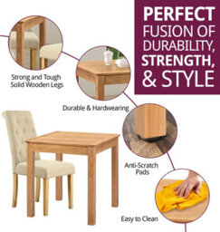 Hallowood Furniture Hereford Oak Small Dining Table With 2 Fabric Chairs - thumbnail 2