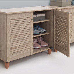 Timber Art Design Modern Shoe Storage Cabinet 2 Doors Footwear Stand Rack Unit Cupboard Sonoma Oak - thumbnail 2