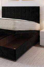 "Knight Sleep Paris Ottoman Bed Black Plush 6Ft With Mattress & 24""headboard -Super King" - thumbnail 2