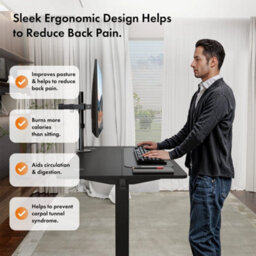 Black  100X60Cm Electric Standing Desk For Home Office With Adjustable Height - thumbnail 4