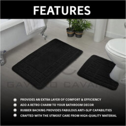 Gc Gaveno Cavailia Grecian Grace 2 Piece Non Slip Bath Mat Set Black Quick Dry Water Absorbent Bathroom Shower Mat & Pedestal Set - thumbnail 4