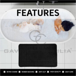 Gc Gaveno Cavailia Grecian Grace 2 Piece Non Slip Bath Mat Set Black Quick Dry Water Absorbent Bathroom Shower Mat & Pedestal Set - thumbnail 3