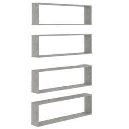 Berkfield Wall Cube Shelf 4 Pcs Concrete Grey 100X15X30 Cm Engineered Wood - thumbnail 2