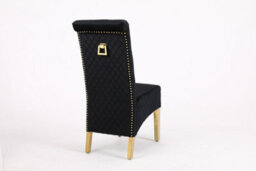 Moderix A Pair Of Velvet Dining Chairs With Golden Legs In Black - thumbnail 4