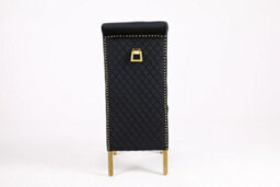 Moderix A Pair Of Velvet Dining Chairs With Golden Legs In Black - thumbnail 3