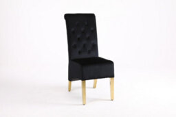 Moderix A Pair Of Velvet Dining Chairs With Golden Legs In Black - thumbnail 2
