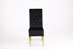 Moderix A Pair Of Velvet Dining Chairs With Golden Legs In Black - thumbnail 1