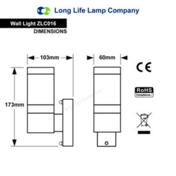 Long Life Lamps Company Stainless Steel Garden Wall Light Frosted Glass Cover Ip44 Zlc016 - thumbnail 2