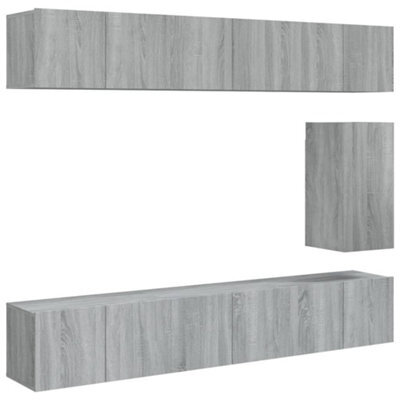 Berkfield Classic 7 Piece Tv Cabinet Set Grey Sonoma Engineered Wood - image 1