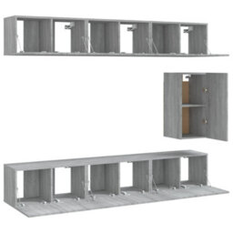 Berkfield Classic 7 Piece Tv Cabinet Set Grey Sonoma Engineered Wood - thumbnail 4