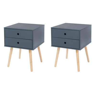Core Products Pair Of 2 Scandia 2 Drawer Bedside Cabinets, Painted Finish, Finger Apertures - image 1