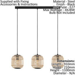 Stylish Black Wicker Cage Pendant Light For Modern Interiors - thumbnail 2