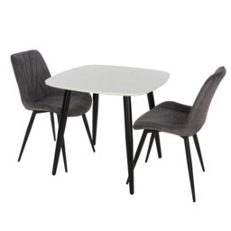 Core Products Aspen White 80Cm Square Dining Table With 2 Grey Fabric Diamond Stitch Design Chairs - thumbnail 2