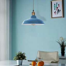 Modern Industrial Metal Ceiling Light Shade, 32Cm Large Curvy Light Blue Easy Fit Pendant Lamp Shade For Living Room, Kitchen - thumbnail 2