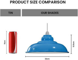 Modern Industrial Metal Ceiling Light Shade, 32Cm Large Curvy Light Blue Easy Fit Pendant Lamp Shade For Living Room, Kitchen - thumbnail 3