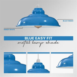Modern Industrial Metal Ceiling Light Shade, 32Cm Large Curvy Light Blue Easy Fit Pendant Lamp Shade For Living Room, Kitchen - thumbnail 4