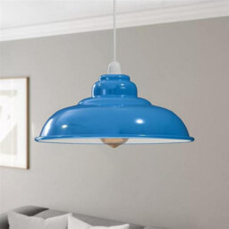 Modern Industrial Metal Ceiling Light Shade, 32Cm Large Curvy Light Blue Easy Fit Pendant Lamp Shade For Living Room, Kitchen - thumbnail 5