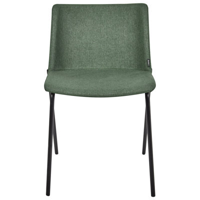 Wyld and Coco Set Of 2 Green Upholstered Dining Chairs With Powder-Coated Metal Legs - Modern Fabric Seats - image 1