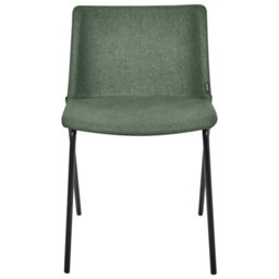 Wyld and Coco Set Of 2 Green Upholstered Dining Chairs With Powder-Coated Metal Legs - Modern Fabric Seats - thumbnail 1