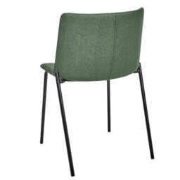 Wyld and Coco Set Of 2 Green Upholstered Dining Chairs With Powder-Coated Metal Legs - Modern Fabric Seats - thumbnail 5
