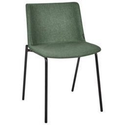 Wyld and Coco Set Of 2 Green Upholstered Dining Chairs With Powder-Coated Metal Legs - Modern Fabric Seats - thumbnail 6