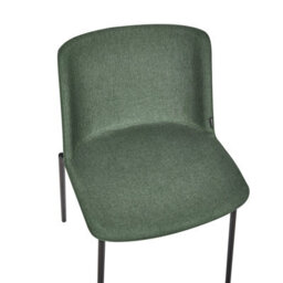 Wyld and Coco Set Of 2 Green Upholstered Dining Chairs With Powder-Coated Metal Legs - Modern Fabric Seats - thumbnail 7
