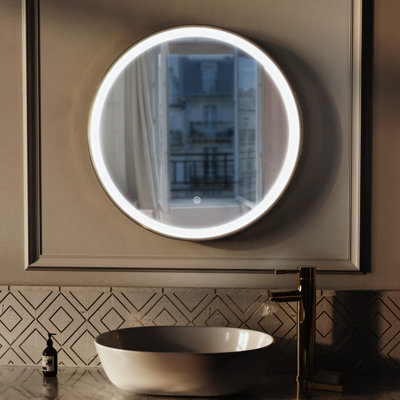 Nes Home Touch Sensor Bathroom Led Mirror Demister 600mm Brushed Brass - image 1