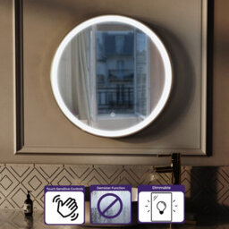 Nes Home Touch Sensor Bathroom Led Mirror Demister 600mm Brushed Brass - thumbnail 2