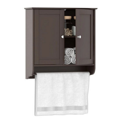 Wall Mounted Bathroom Cabinet Hanging Medicine Cabinet With Double Doors Brown - image 1