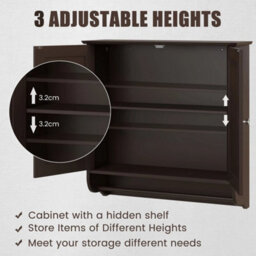 Wall Mounted Bathroom Cabinet Hanging Medicine Cabinet With Double Doors Brown - thumbnail 6