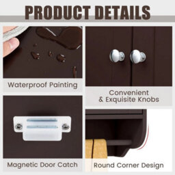 Wall Mounted Bathroom Cabinet Hanging Medicine Cabinet With Double Doors Brown - thumbnail 3