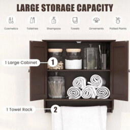 Wall Mounted Bathroom Cabinet Hanging Medicine Cabinet With Double Doors Brown - thumbnail 5
