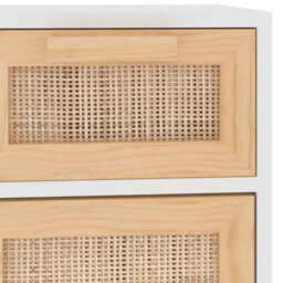 Berkfield Durable Sideboard White 60X30X75 Cm Solid Wood Pine And Natural Rattan - thumbnail 7